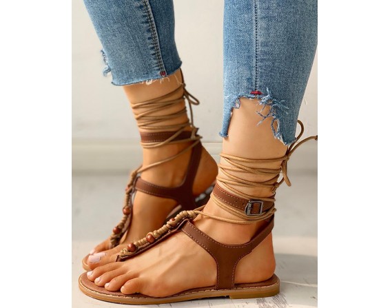  age Design Toe Post Flat Sandals