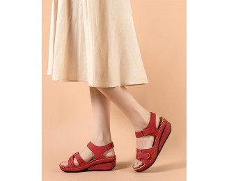 Solid Cross  ed Wedge Shoes Sandals