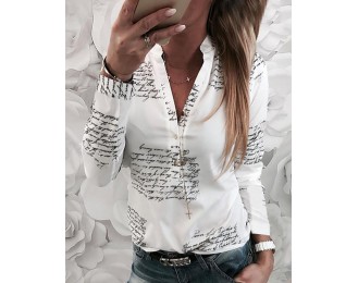 Letter Print Button  sign Casual Shirt