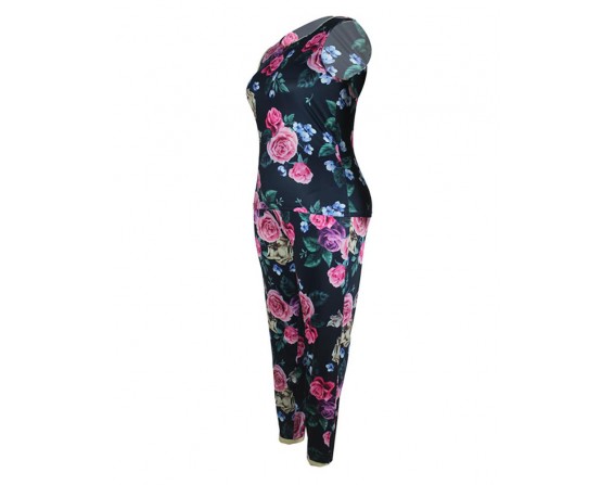Floral Print Sleeveless Top   Pants Set