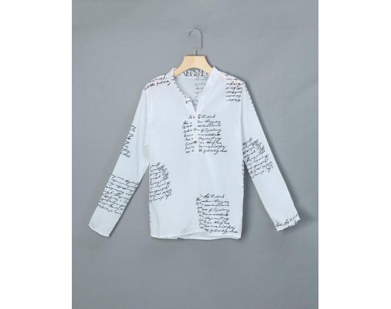 Letter Print Button  sign Casual Shirt