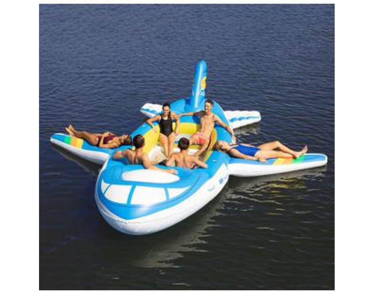 6 Person PVC Inflatable Lake River Bay Floating Airplane Party Lounge Raft New 