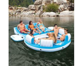 Inflatable Island Raft  Lounge Pool Party Lake Cooler Float Toy 7 Person