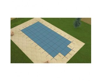 16' x 32' BLUE SOLID Rectangle Swimming Pool Safety Cover w/ 3' x 8' Step