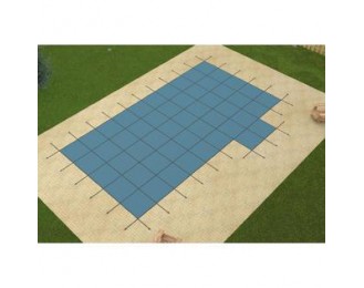 16' x 32' Blue Value X SOLID Swimming Pool Safety Cover w/ Right 4 x 8 Step