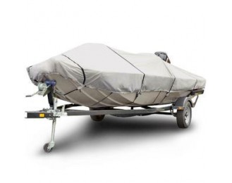 Low Profile Flat Front Skiff Deck Boat Cover Storage 1200 Denier 16-19 Ft Gray