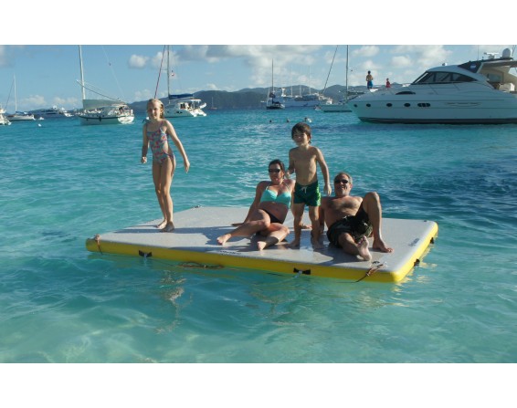 8' Inflatable White and Yellow Private Solstice Drop Stitch Lake Dock