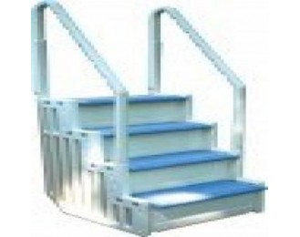 Above Ground Swimming Pool Ladder | Heavy Duty | White Frame With Blue Steps | Deck Height Up To 60 Inches |