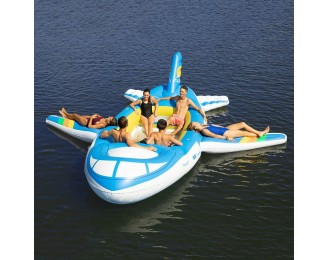Giant Inflatable  Airplane Island 6 Person Pool Water Float w/2 Coolers