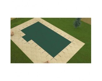 16' x 32' GREEN ULTRA LITE SOLID Swimming Pool Safety Cover w/ Left 4x8 Step