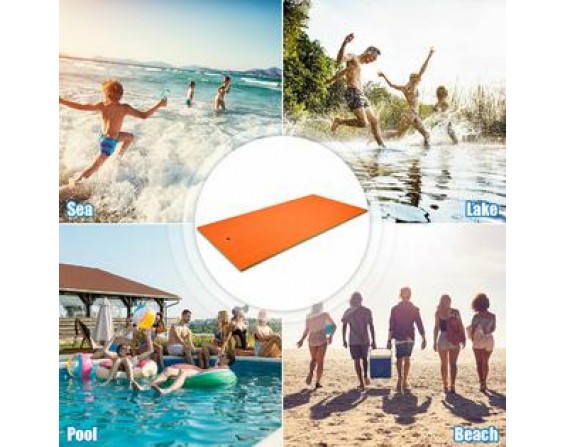 3-Layer  Water Pad 12' x 6'  Oasis Foam Mat for Relaxing Orange