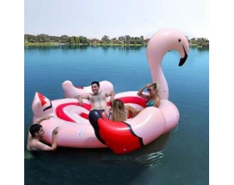 Inflatable Giant Flamingo Party Island For 6 Person Float Lake Raft Boat w/Pump