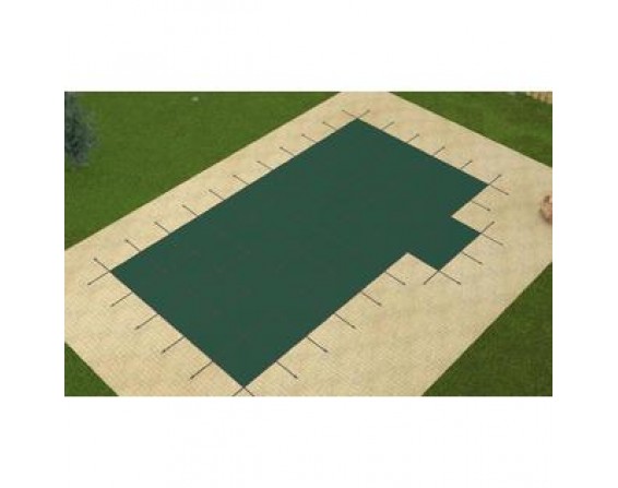 ® 18x36 Rectangle GREEN SOLID Ultra Loc II Safety Cover w/ Step & Drain