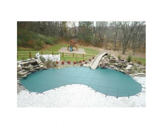 14' x 28' Loop-Loc Tan Solid Ultra-Loc lll Rectangle Pool Safety Cover