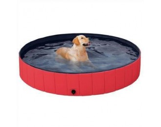 Foldable Pet Swimming Pool Bathing Tub Indoor Outdoor Red,63 x 12 inch, XXL