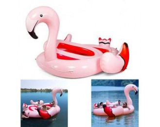 Inflatable Float Giant Flamingo 6-Person  Fun Party Raft  Pump