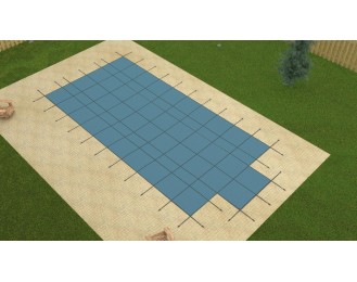 16' x 32' BLUE SOLID Rectangle Swimming Pool Safety Cover w/ 3x6 Center Step